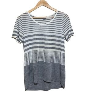 Vince Variegated Stripe Tee Off White and Gray Women's Size XS